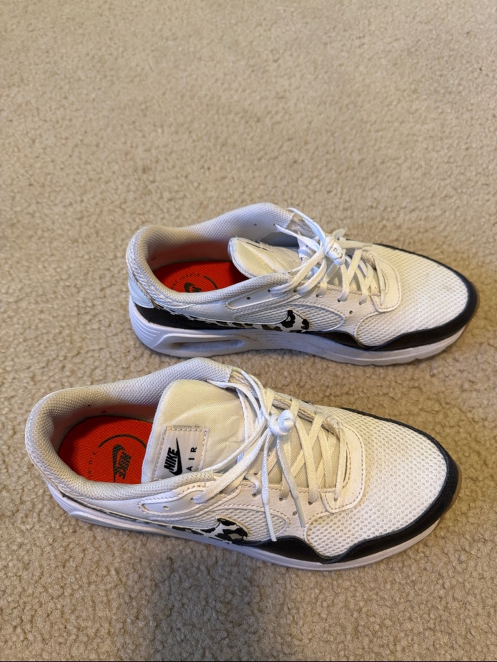 Nike White Athletic Sneakers with Leopard Swoosh - Picture 9 of 10